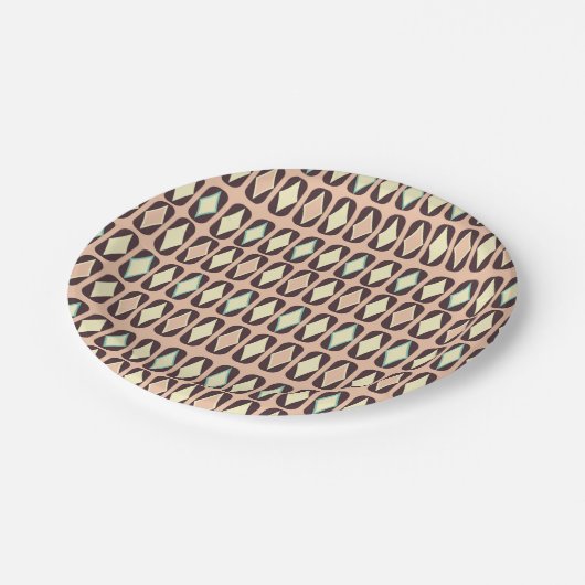 Seamless geometric pattern in dark brown leaf  pappteller (Schrägansicht)