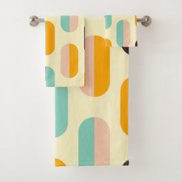 Seamless geometric pattern in retro vibes badhandtuch set