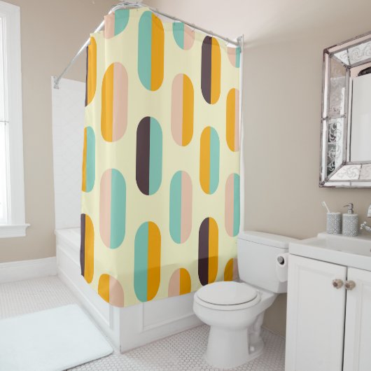 Seamless geometric pattern in retro vibes duschvorhang (Beispiel)