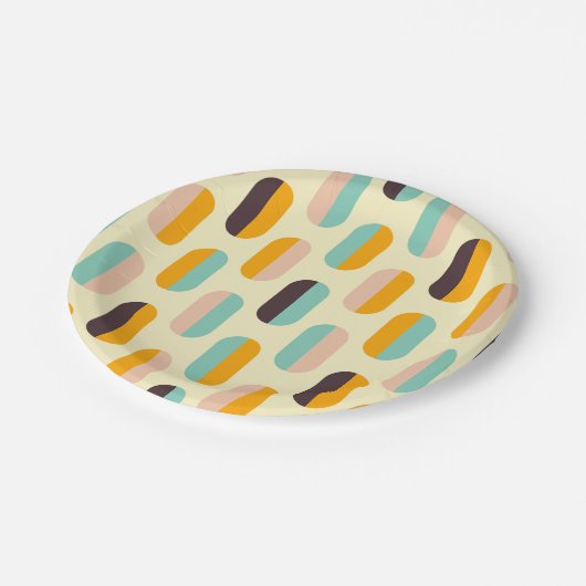 Seamless geometric pattern in retro vibes pappteller (Schrägansicht)