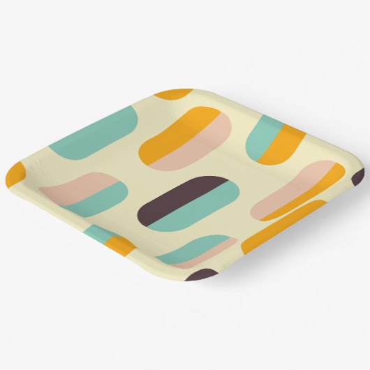 Seamless geometric pattern in retro vibes pappteller (Gewinkelt)