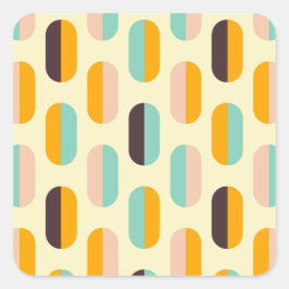 Seamless geometric pattern in retro vibes quadratischer aufkleber