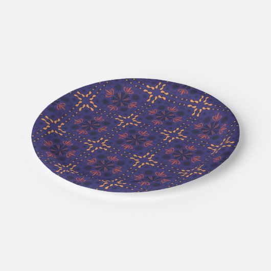 Seamless geometric pattern with orange and red  pappteller (Schrägansicht)