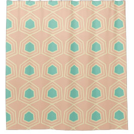 Seamless geometric pattern with teal pentagons duschvorhang