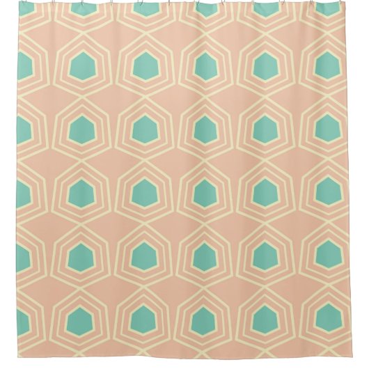 Seamless geometric pattern with teal pentagons duschvorhang (Vorderseite)