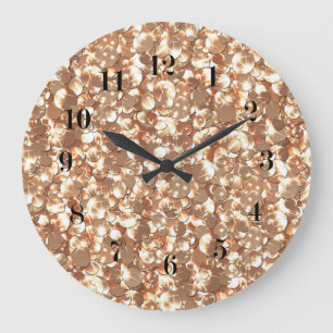 Seamless golden gold bronze glittery sparkles glit große wanduhr
