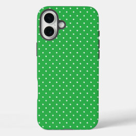 Seamless green background polka dot pattern iPhone 16 plus hülle