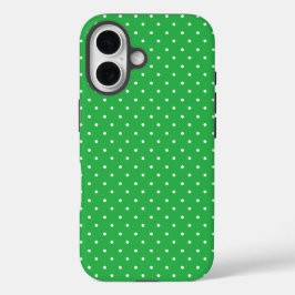 Seamless green background polka dot pattern iPhone 16 hülle