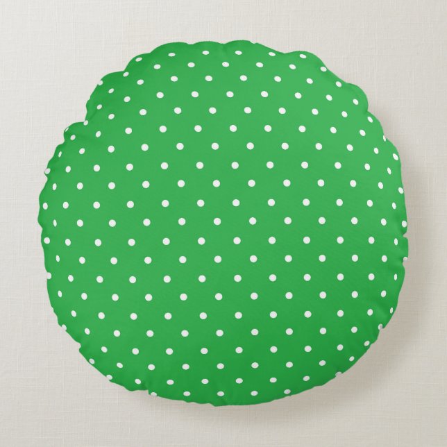 Seamless green background polka dot pattern rundes kissen (Vorderseite)