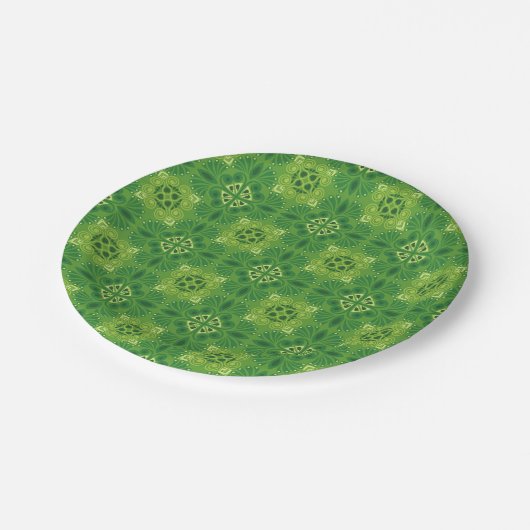 Seamless green floral pattern with symmetrical pappteller (Schrägansicht)