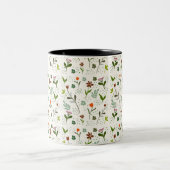 Seamless Green Leaf Pattern – Hand-Drawn Botanical Zweifarbige Tasse (Mittel)