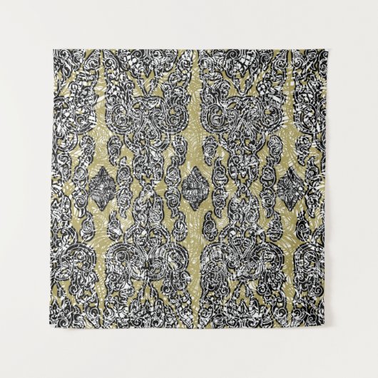 seamless grunge Cambodian floral patternethnic,ab Wandteppich (Vorderseite)