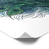 Seamless High-Contrast Peacock Plume Pattern Poster (Ecke)