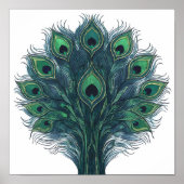 Seamless High-Contrast Peacock Plume Pattern Poster (Vorne)