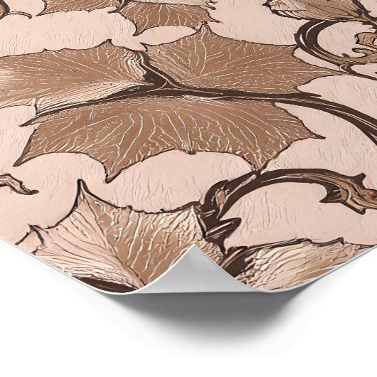 Seamless High-Contrast Sepia Ivory Tiling Pattern Poster (Ecke)