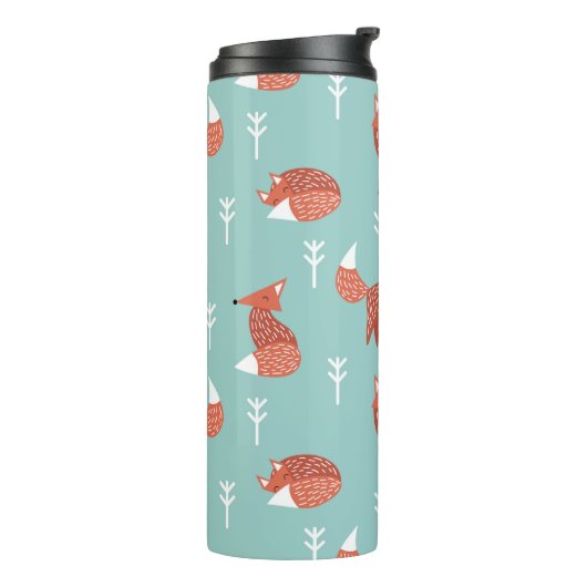 Seamless illustration pattern with cute orange fox thermosbecher (Nach links gedreht)