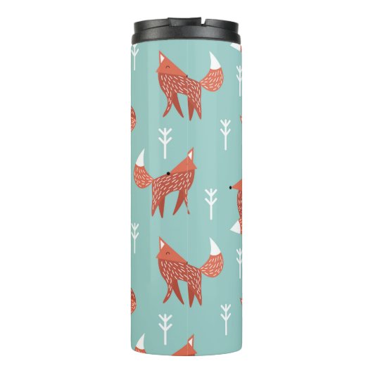 Seamless illustration pattern with cute orange fox thermosbecher (Rückseite)