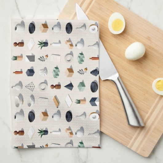 Seamless isometric patterns of vases plants geschirrtuch (Viertel Falte)