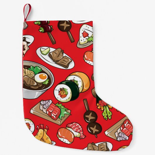 seamless Japanese food pattern Kleiner Weihnachtsstrumpf (Vorderseite)