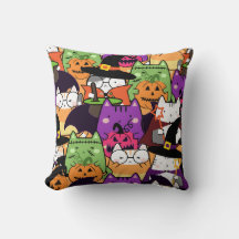 Seamless Kawaii Cat Halloween Pattern