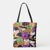 Seamless Kawaii Cat Halloween Pattern Tasche (Rückseite)