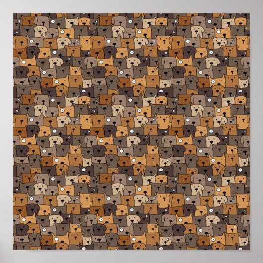 Seamless Kawaii Hunde Poster (Vorne)