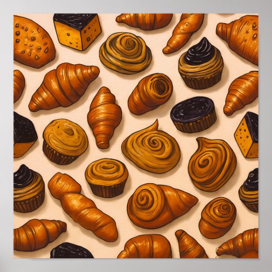 Seamless Laminated Dough Texture Fabric Pattern Poster (Vorne)