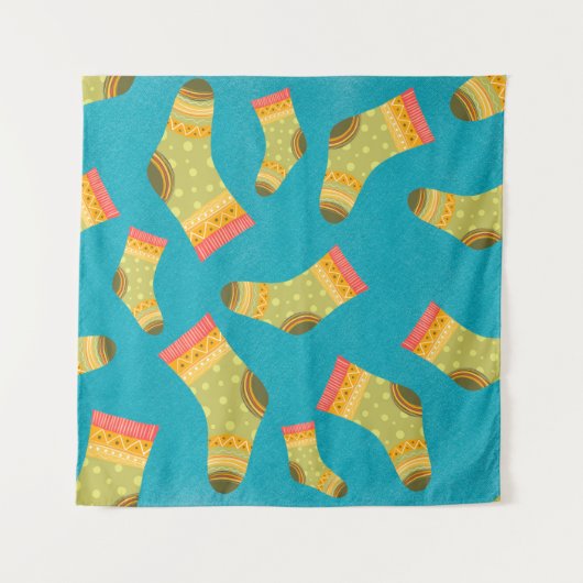 Seamless linear pattern with socks. The illustrati Wandteppich (Vorderseite)