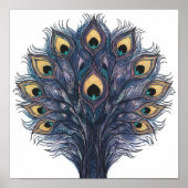 Seamless Macro Peacock Feather Fabric Pattern Poster (Vorne)