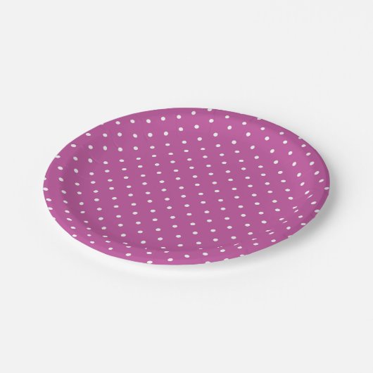 Seamless magenta background polka dot pattern pappteller (Schrägansicht)