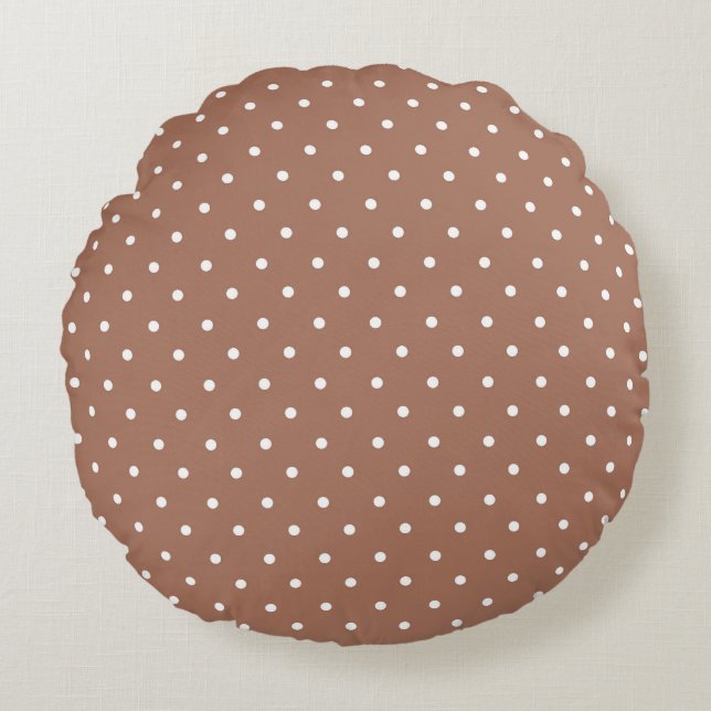 Seamless medium brown polka dot  pattern rundes kissen (Vorderseite)