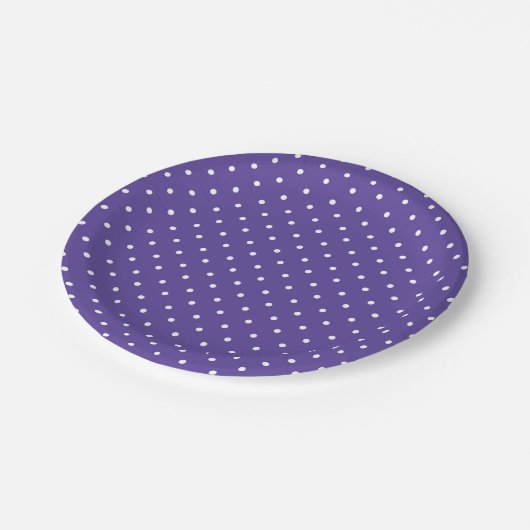 Seamless  medium purple polka dot pattern pappteller (Schrägansicht)