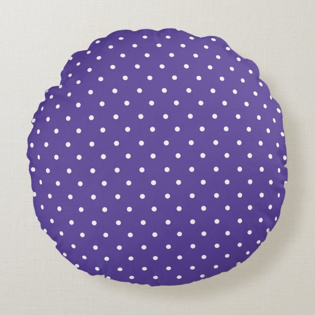 Seamless  medium purple polka dot pattern rundes kissen (Vorderseite)