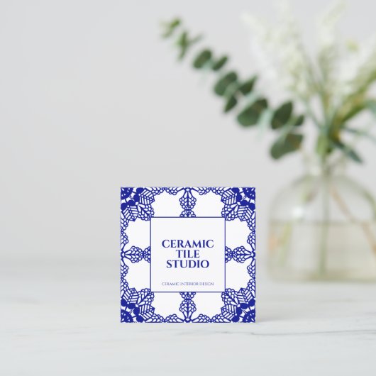 Seamless-Mosaik-Fliesenmuster Quadratische Visitenkarte (Stehend Vorderseite)