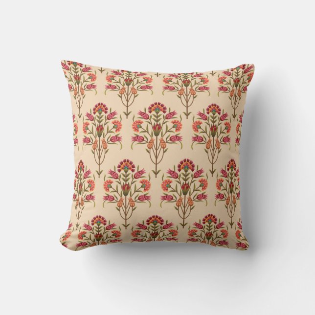 seamless mughal flower pattern design cream backgr kissen (Vorderseite)