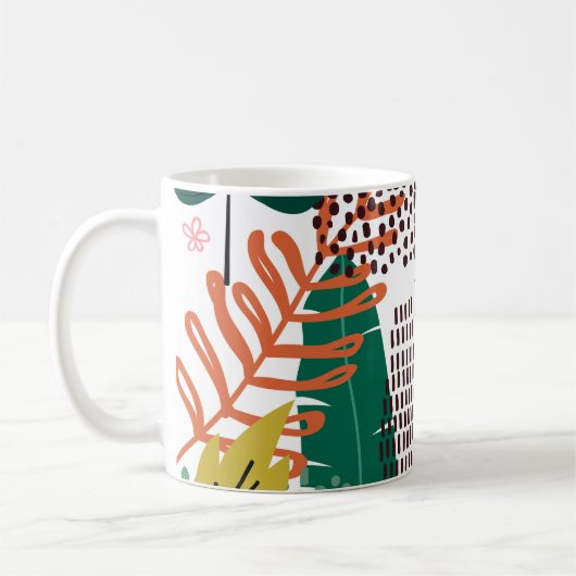 Seamless Muster tropischen Hintergrund mit Monster Kaffeetasse (Links)