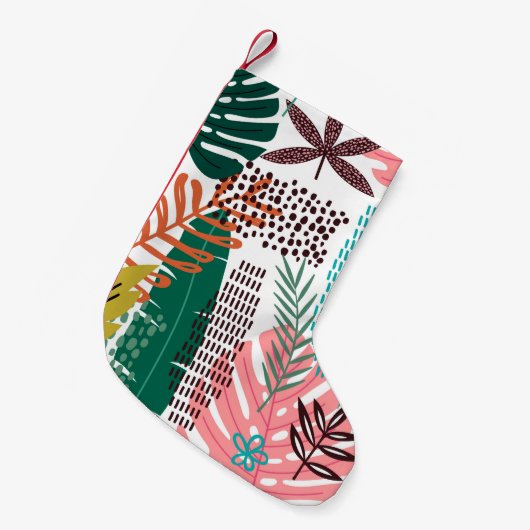 Seamless Muster tropischen Hintergrund mit Monster Kleiner Weihnachtsstrumpf (Vorderansicht (hängend))