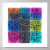 Seamless Neon Lit Graffiti Wallpaper Pattern Poster (Vorne)