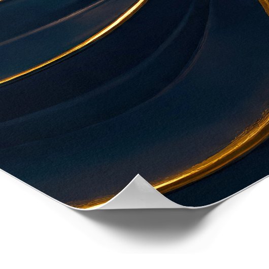 Seamless Opulent Flow Onyx and Gold Pattern Poster (Ecke)