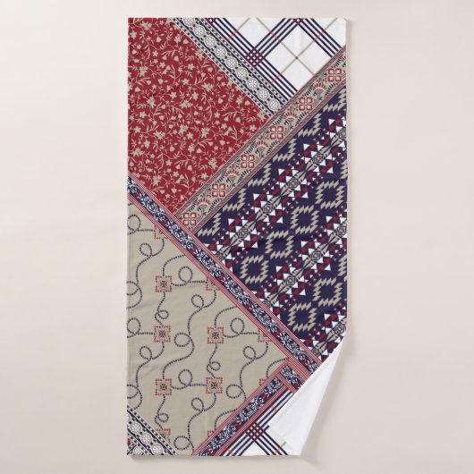 Seamless patchwork pattern on navy patchwork, abst badehandtuch (Badehandtuch)