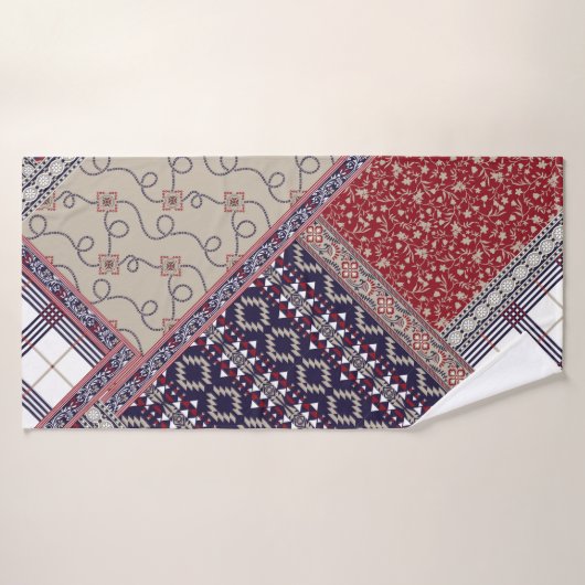 Seamless patchwork pattern on navy patchwork, abst badehandtuch (Badehandtuch)
