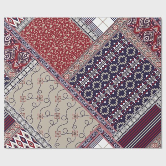 Seamless patchwork pattern on navy patchwork, abst geschenkpapier (Flach)
