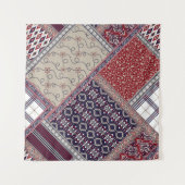 Seamless patchwork pattern on navy patchwork, abst wandteppich (Vorderseite (Horizontal))