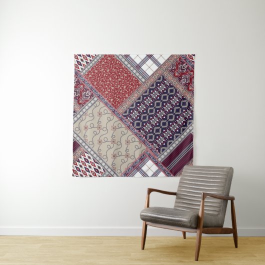 Seamless patchwork pattern on navy patchwork, abst wandteppich (Beispiel)