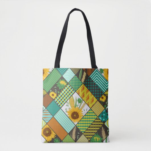 Seamless patchwork pattern with cereals, sunflower tasche (Vorderseite)