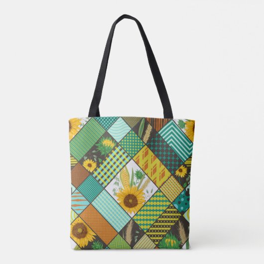 Seamless patchwork pattern with cereals, sunflower tasche (Rückseite)