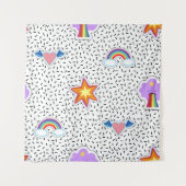 Seamless pattern background with patch cartoon sta wandteppich (Vorderseite)