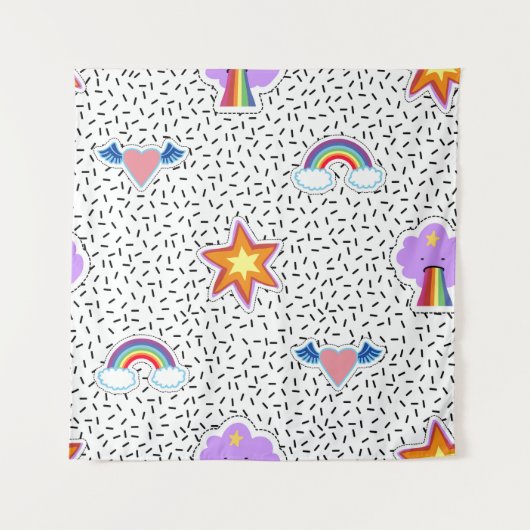 Seamless pattern background with patch cartoon sta wandteppich (Vorderseite)