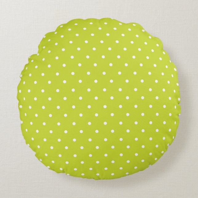 Seamless pattern  bright lime polka dot pattern rundes kissen (Vorderseite)