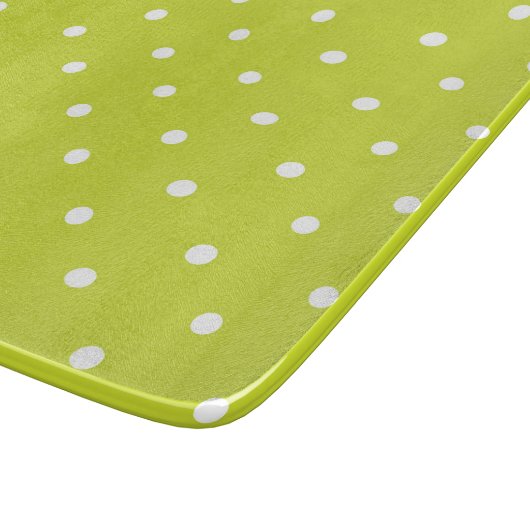 Seamless pattern  bright lime polka dot pattern schneidebrett (Ecke)